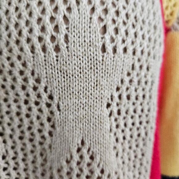 Breckenridge Americana Patriotic Red Blue Color Block Button Front Cardigan L - Picture 11 of 11